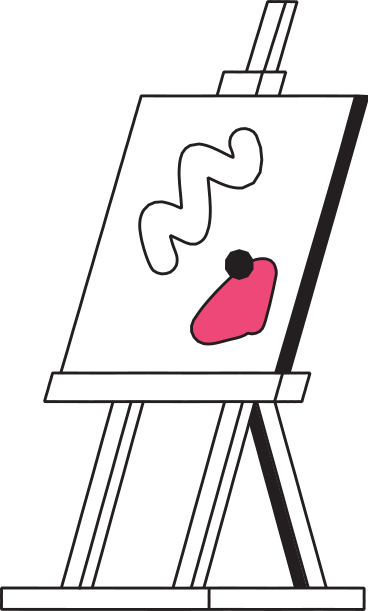 easel with a painting by the artist PNG, SVG