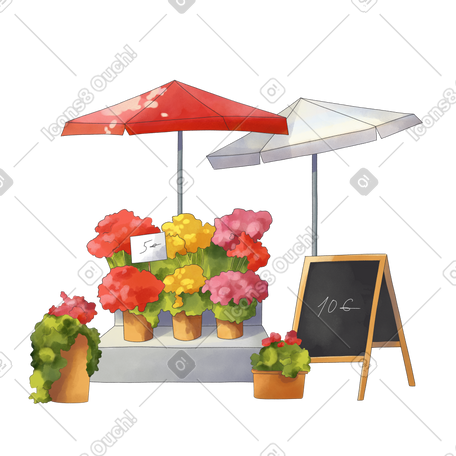 展示鲜花的户外花店 PNG, SVG