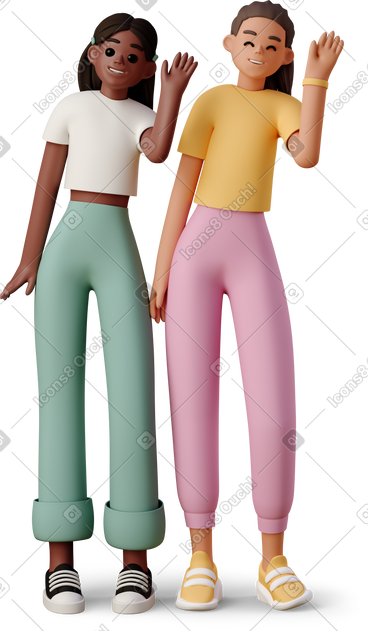 Girls smiling and waving PNG, SVG