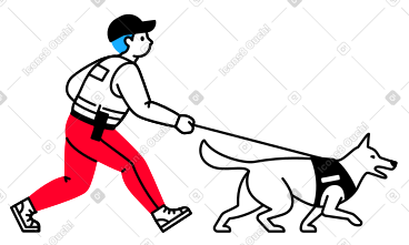 警官带着警犬 k9 奔跑 PNG, SVG