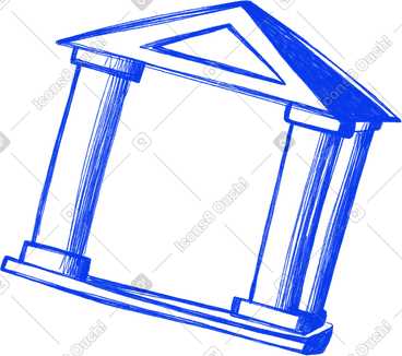 Blue bank building PNG, SVG