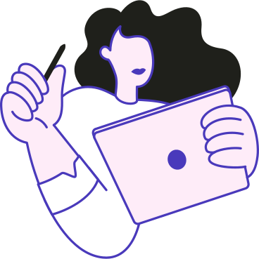 Mujer joven con una tableta y un lápiz PNG, SVG