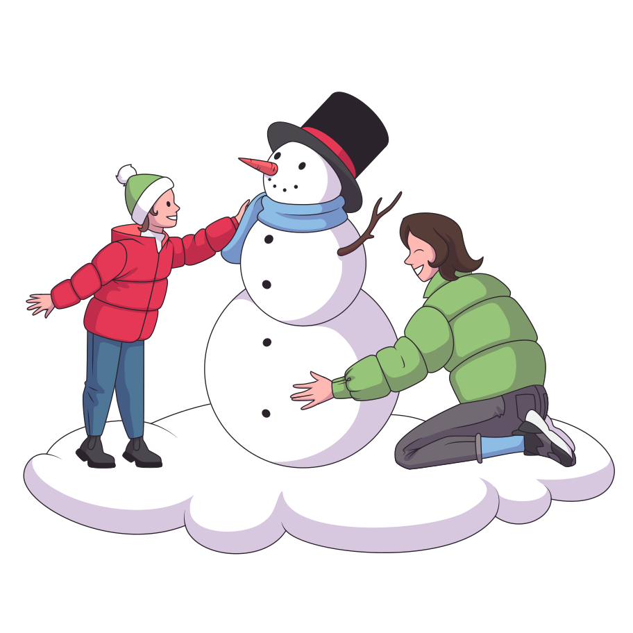 Building snowman Illustration in PNG, SVG