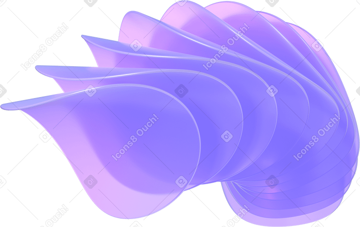 3D floating curved translucent lenses PNG, SVG