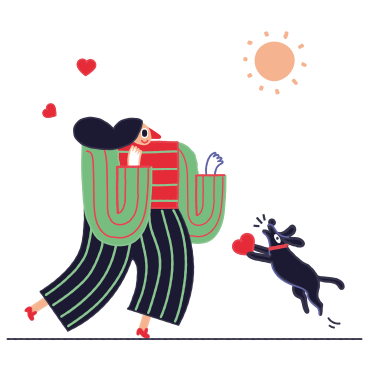 Dog gives his heart to a girl PNG、SVG