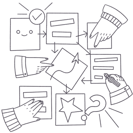 Project management with many hands Illustration in PNG, SVG
