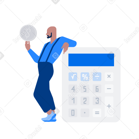 A man calculating his dollars Illustration in PNG, SVG