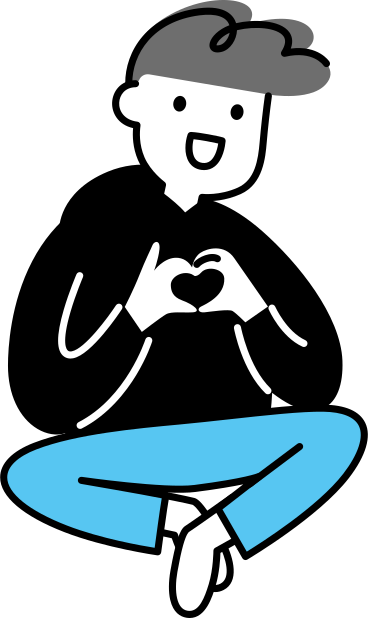 young man making heart gesture PNG, SVG