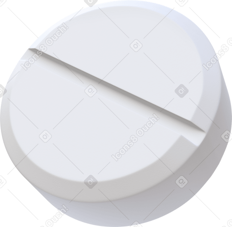 3D white round pill Illustration in PNG, SVG