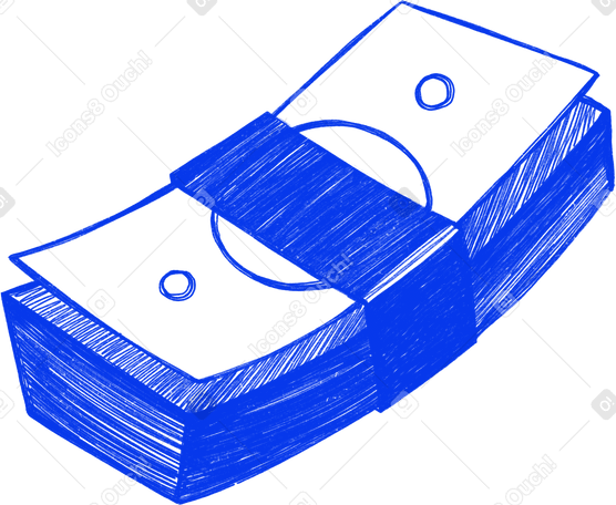 stack of blue bills Illustration in PNG, SVG