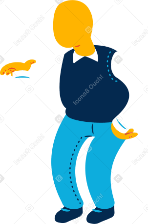 chubby old man standing Illustration in PNG, SVG