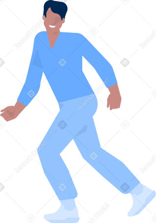 smiling man runs and turns his head PNG, SVG
