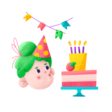 Girl blowing out candles on a birthday cake PNG, SVG