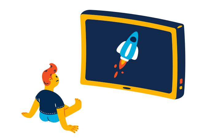 Watching rocket launch Illustration in PNG, SVG