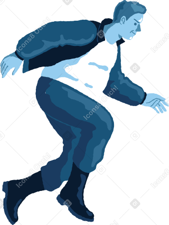 chubby man jumping side view Illustration in PNG, SVG