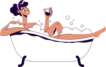 girl with a glass of wine in the bathroom PNG, SVG