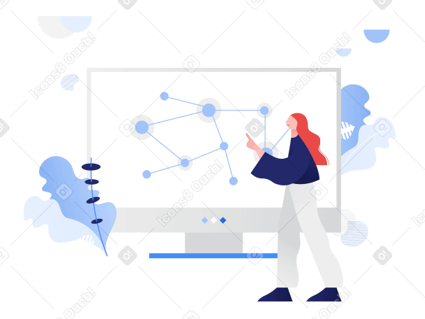 Woman presenting a graph PNG, SVG