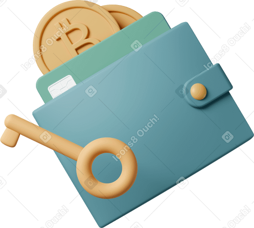 3D crypto wallet Illustration in PNG, SVG