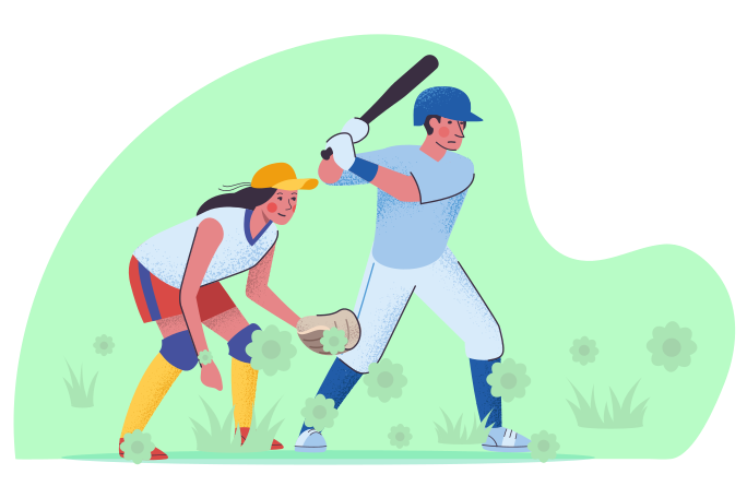 Playing baseball Illustration in PNG, SVG