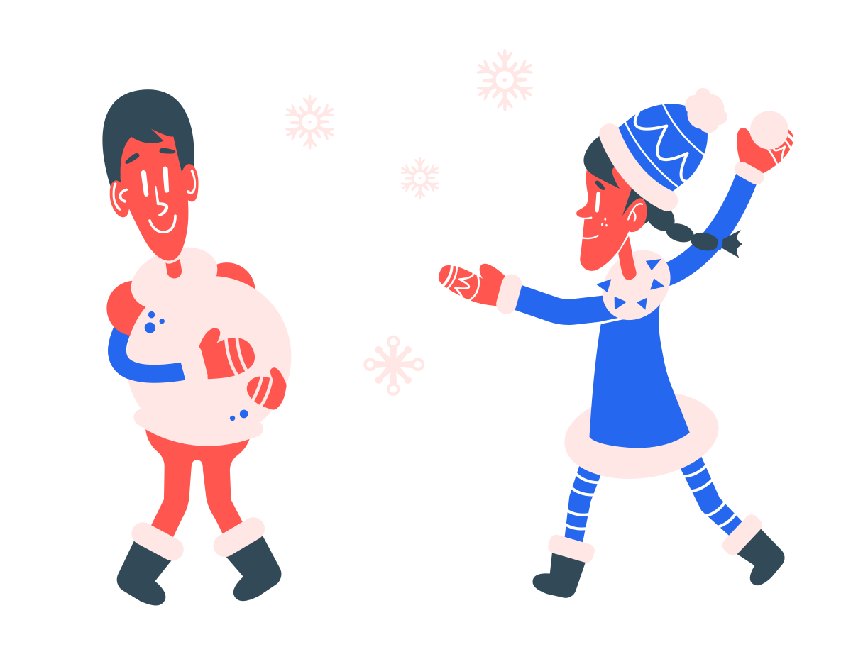 Snowball fight Illustration in PNG, SVG