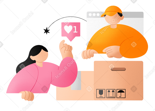 Young woman receiving her order from an online store PNG, SVG