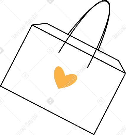 white bag with yellow heart Illustration in PNG, SVG