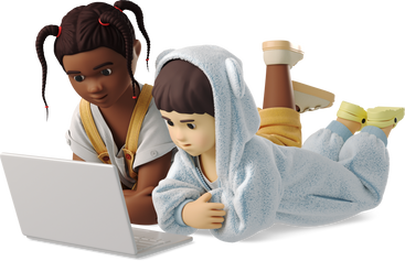 small children looking at a laptop PNG, SVG