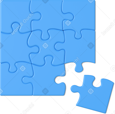 3D blue puzzle Illustration in PNG, SVG