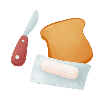Bread with a piece of butter PNG, SVG