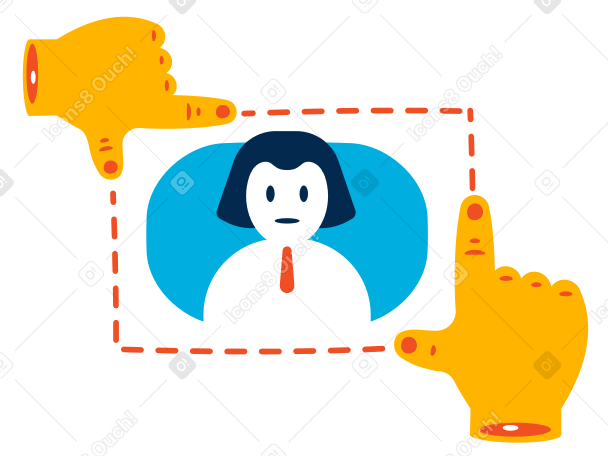 Hands cropping female employee's id photo PNG, SVG