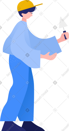 手里拿着抹刀的男建筑师 PNG, SVG