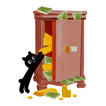 keeping money and gold in a safe PNG, SVG