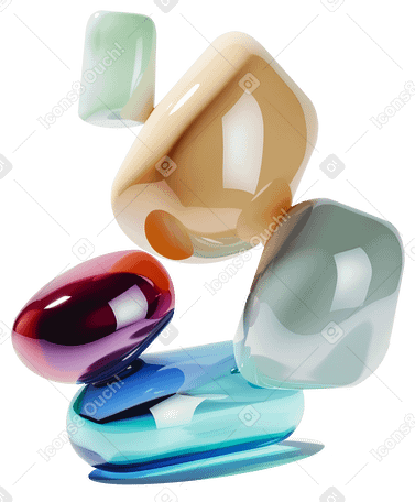 3D floating abstract objects made of glass PNG, SVG