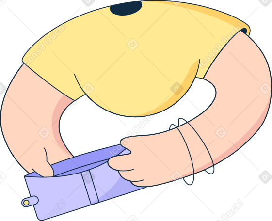 body in yellow t-shirt with an empty wallet Illustration in PNG, SVG