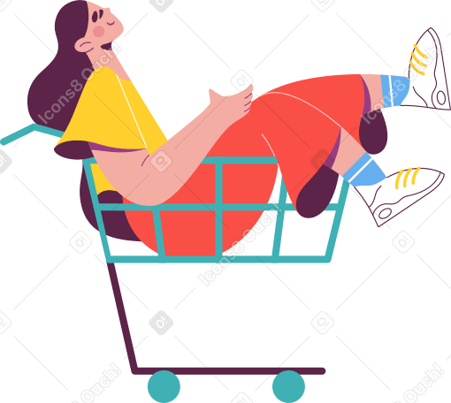 girl in a shopping cart PNG, SVG