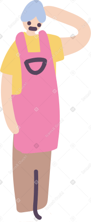 old woman in pink apron Illustration in PNG, SVG