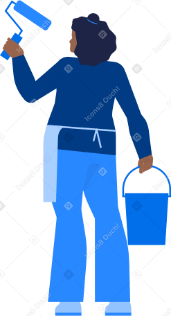woman with paint and roller Illustration in PNG, SVG