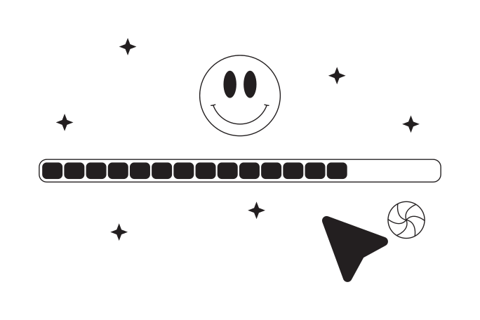 Smiley over the loading scale Illustration in PNG, SVG