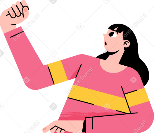 girl holding something in her hand Illustration in PNG, SVG