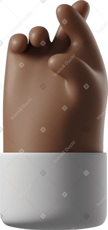 3D Dark brown skin hand with crossed fingers Illustration in PNG, SVG