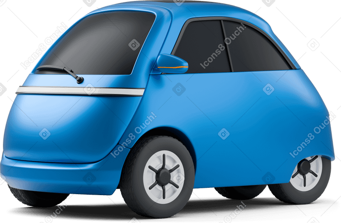 3D blue electric car side view PNG, SVG
