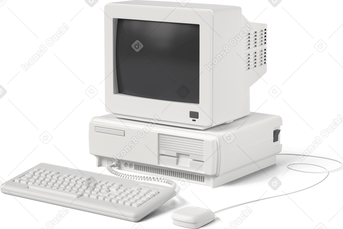 3D old pc side view PNG、SVG