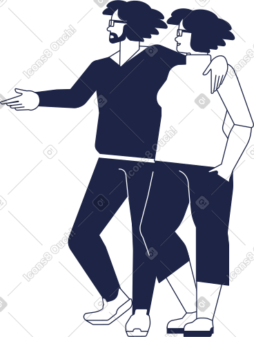 穿着现代服装的情侣 PNG, SVG