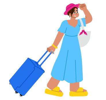 Femme avec bagages partant en vacances PNG, SVG