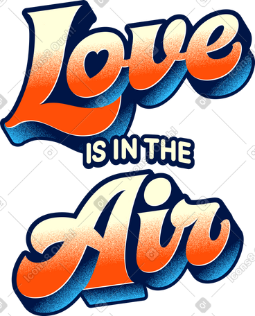 Orange lettering love is in the air text PNG, SVG