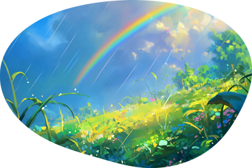 Rainbow and rain background PNG, SVG
