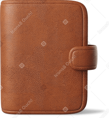 3D brown leather diary Illustration in PNG, SVG