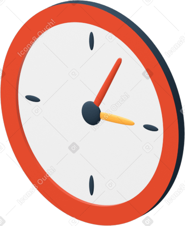 3D red clock в PNG, SVG