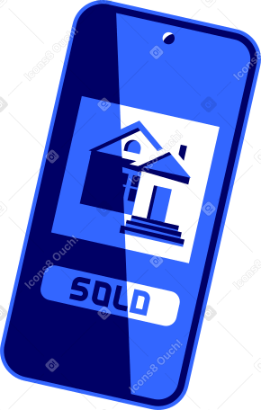Teléfono inteligente con una aplicación móvil sobre la venta de bienes raíces PNG, SVG
