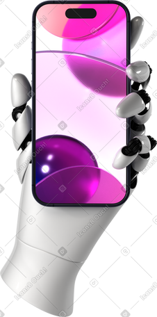 3D robot hand with phone PNG, SVG